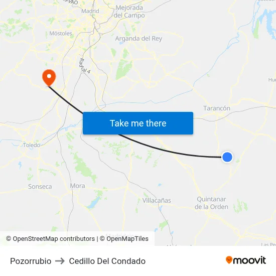 Pozorrubio to Cedillo Del Condado map