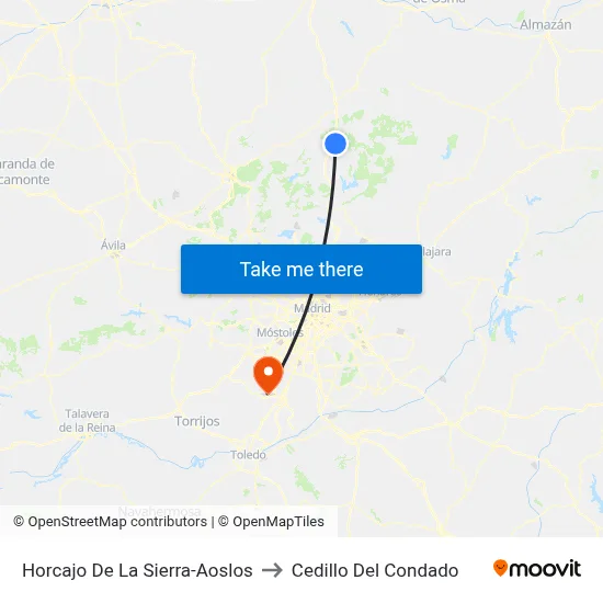 Horcajo De La Sierra-Aoslos to Cedillo Del Condado map