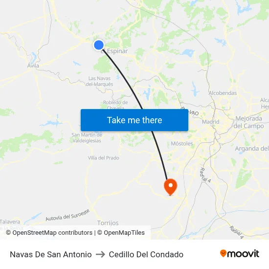 Navas De San Antonio to Cedillo Del Condado map