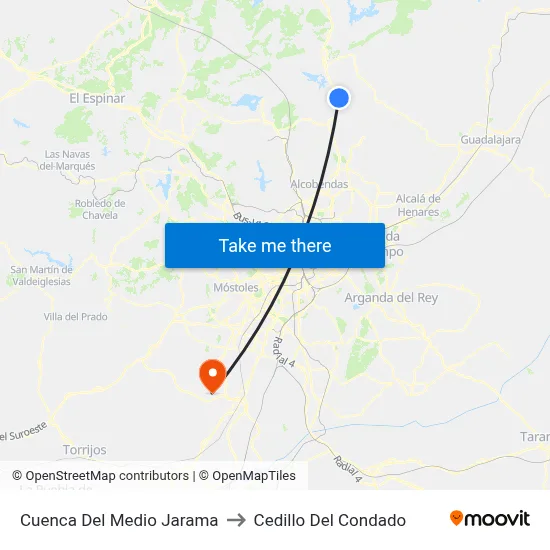 Cuenca Del Medio Jarama to Cedillo Del Condado map