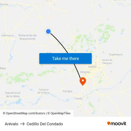 Arévalo to Cedillo Del Condado map