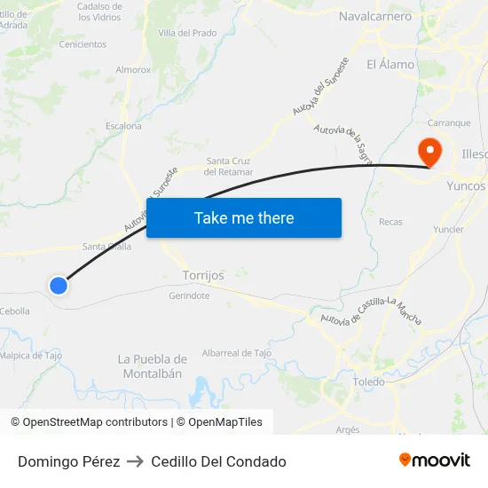 Domingo Pérez to Cedillo Del Condado map