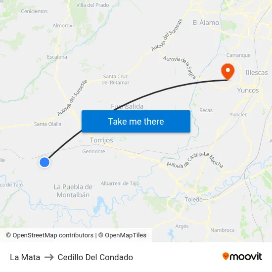 La Mata to Cedillo Del Condado map