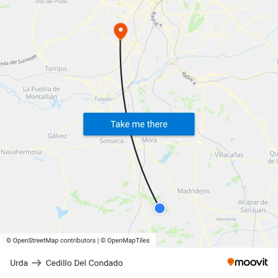 Urda to Cedillo Del Condado map