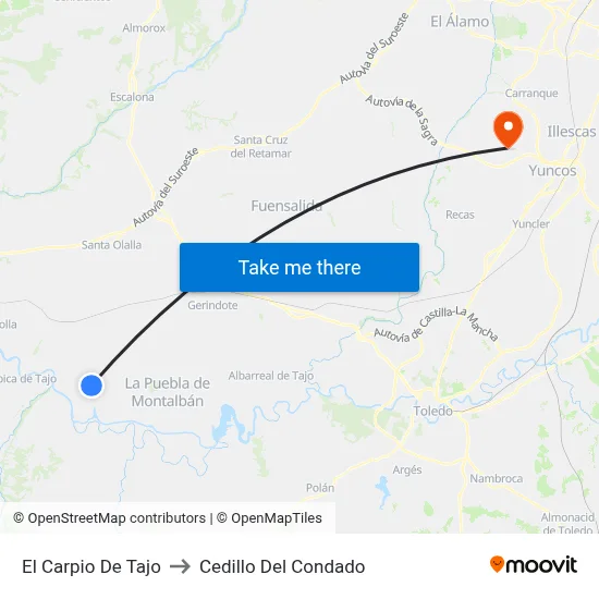 El Carpio De Tajo to Cedillo Del Condado map