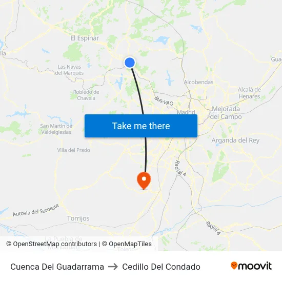 Cuenca Del Guadarrama to Cedillo Del Condado map