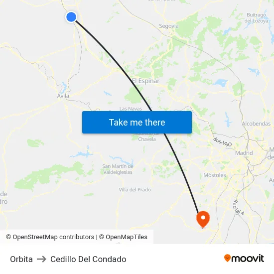 Orbita to Cedillo Del Condado map
