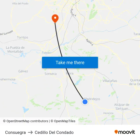 Consuegra to Cedillo Del Condado map