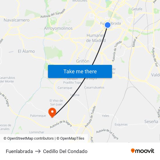 Fuenlabrada to Cedillo Del Condado map