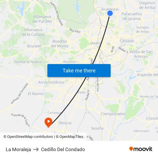 La Moraleja to Cedillo Del Condado map