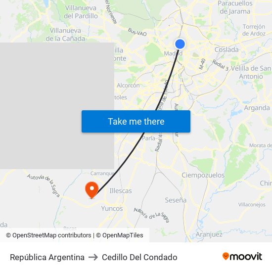 República Argentina to Cedillo Del Condado map