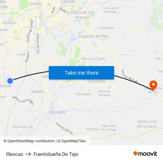 Illescas to Fuentidueña De Tajo map