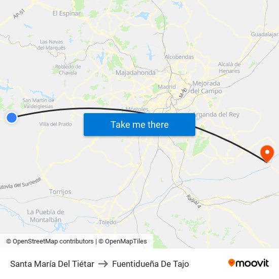 Santa María Del Tiétar to Fuentidueña De Tajo map