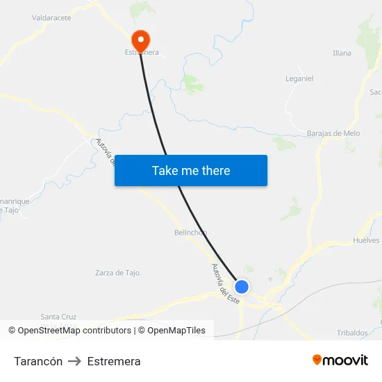 Tarancón to Estremera map