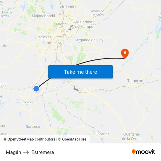 Magán to Estremera map