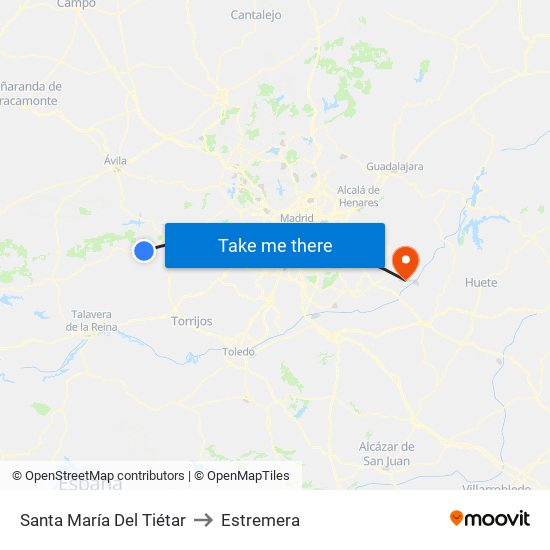 Santa María Del Tiétar to Estremera map