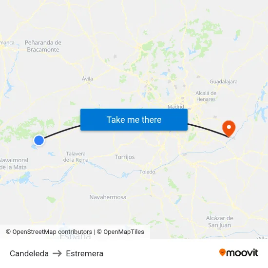 Candeleda to Estremera map