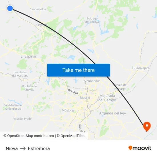 Nieva to Estremera map