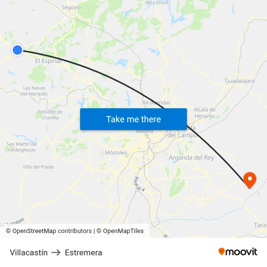 Villacastín to Estremera map