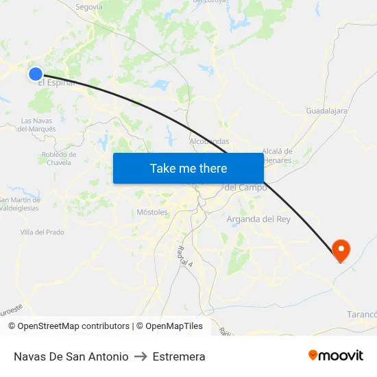 Navas De San Antonio to Estremera map
