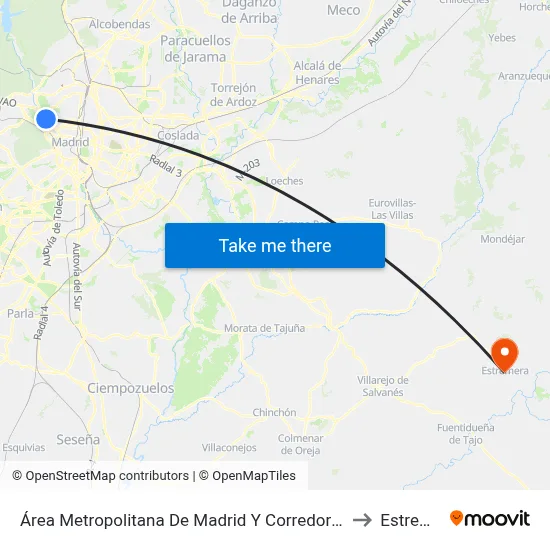 Área Metropolitana De Madrid Y Corredor Del Henares to Estremera map