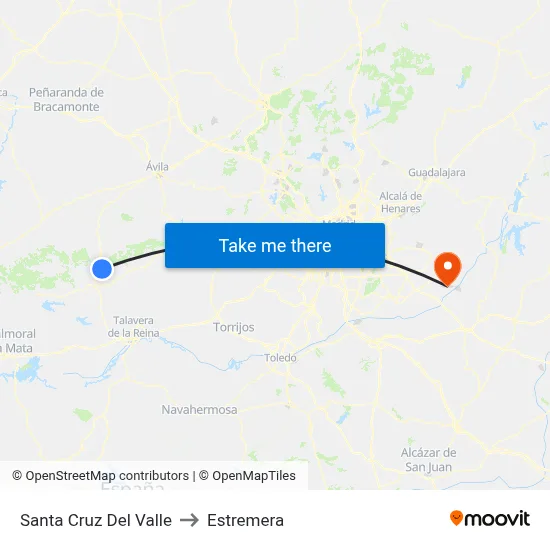 Santa Cruz Del Valle to Estremera map