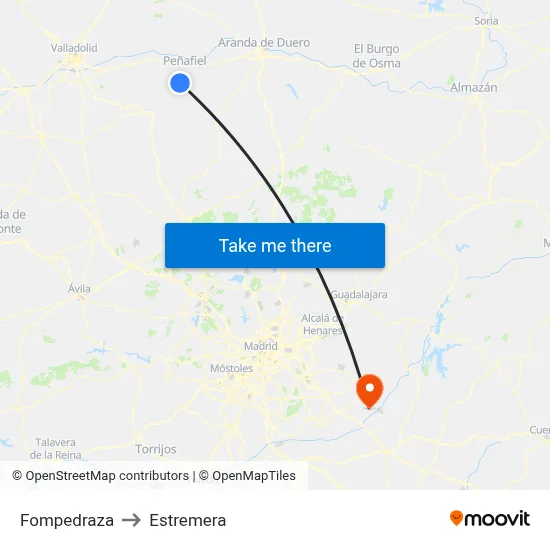 Fompedraza to Estremera map