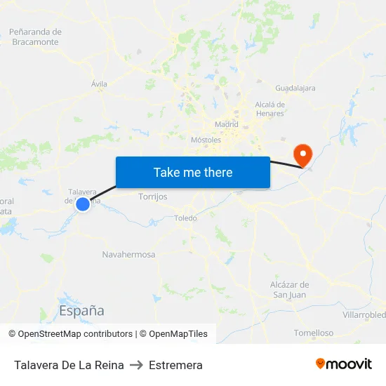 Talavera De La Reina to Estremera map