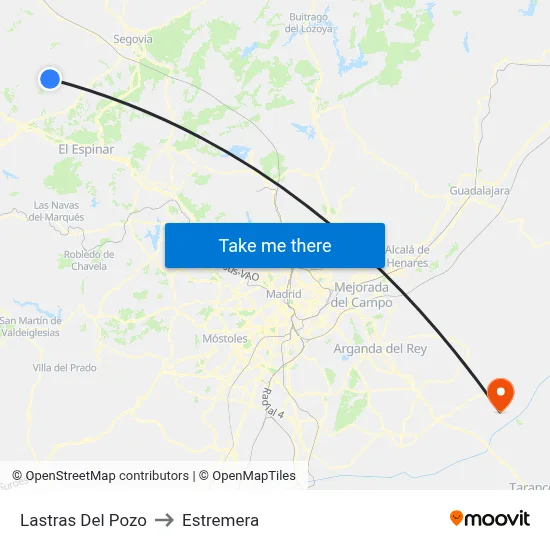 Lastras Del Pozo to Estremera map