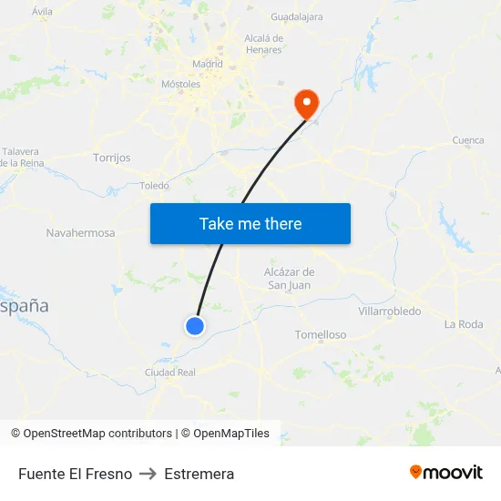 Fuente El Fresno to Estremera map