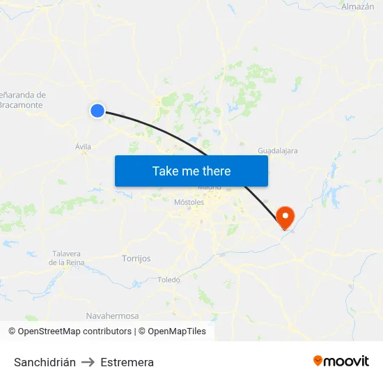 Sanchidrián to Estremera map