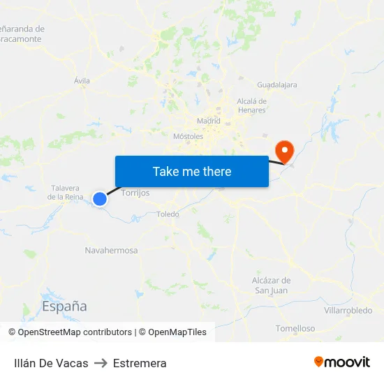 Illán De Vacas to Estremera map