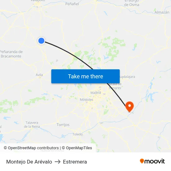 Montejo De Arévalo to Estremera map