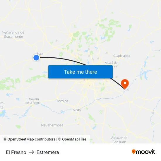 El Fresno to Estremera map
