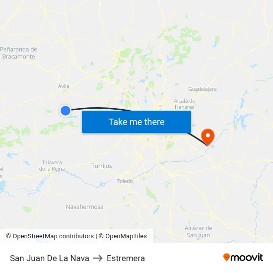 San Juan De La Nava to Estremera map
