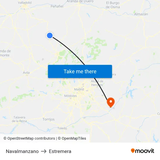 Navalmanzano to Estremera map