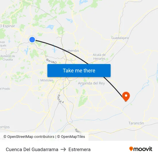 Cuenca Del Guadarrama to Estremera map