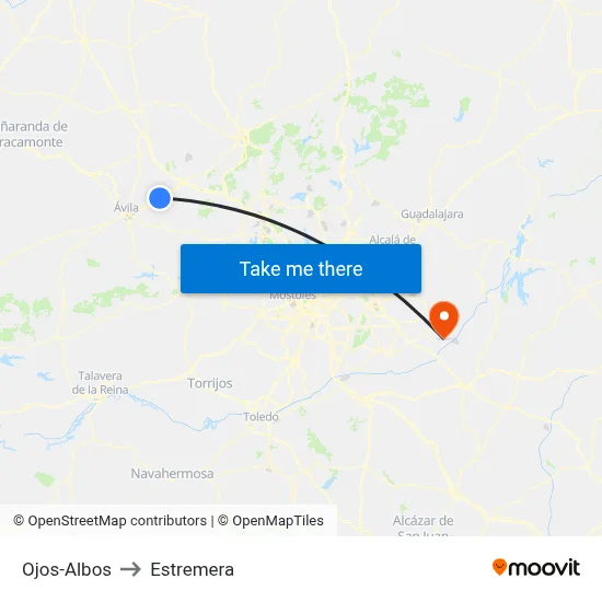 Ojos-Albos to Estremera map