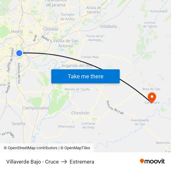 Villaverde Bajo - Cruce to Estremera map