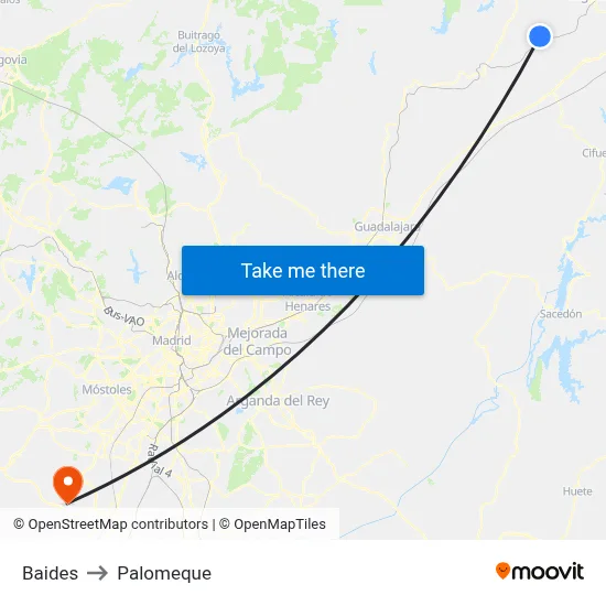 Baides to Palomeque map