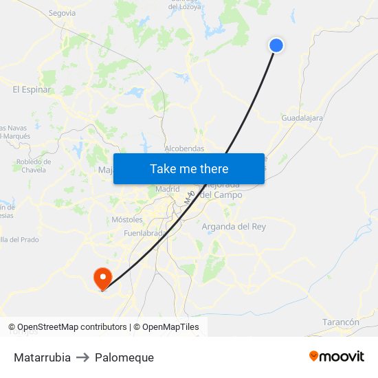 Matarrubia to Palomeque map