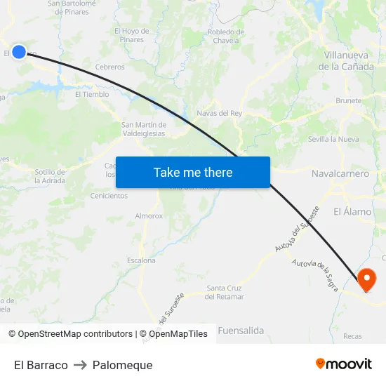 El Barraco to Palomeque map