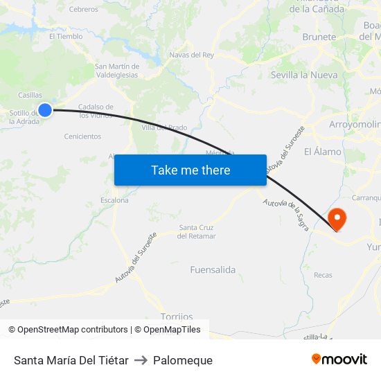 Santa María Del Tiétar to Palomeque map