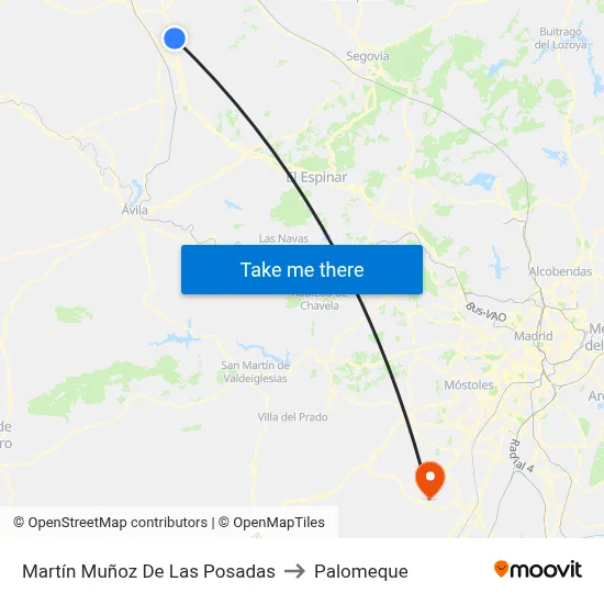 Martín Muñoz De Las Posadas to Palomeque map