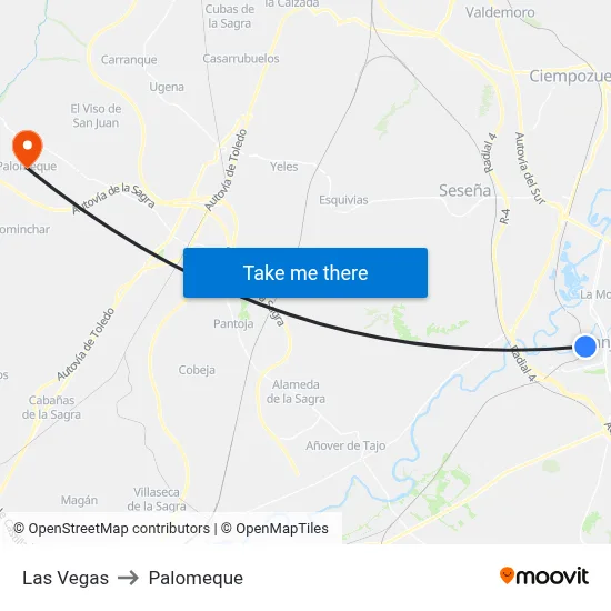 Las Vegas to Palomeque map