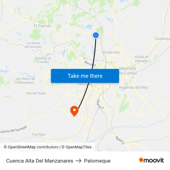 Cuenca Alta Del Manzanares to Palomeque map