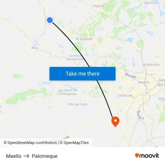 Maello to Palomeque map