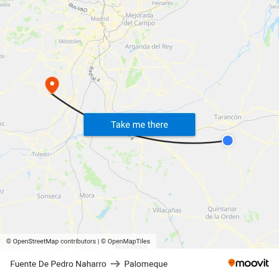 Fuente De Pedro Naharro to Palomeque map