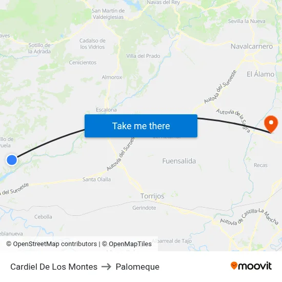 Cardiel De Los Montes to Palomeque map