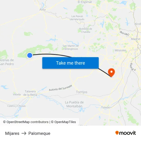 Mijares to Palomeque map